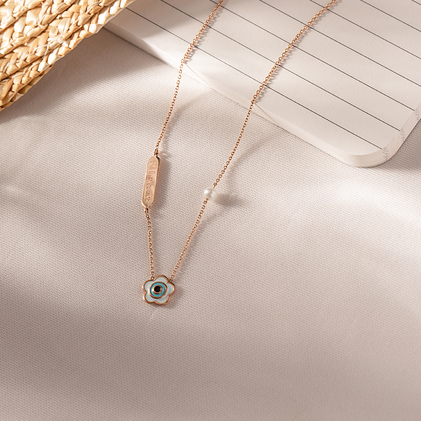 Flower Evil Eye Diamond Chain Pendant - Imagen 4